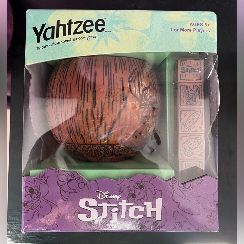 Disney Yahtzee Stitch Tiki Dice Game